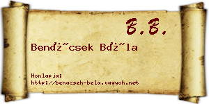 Benácsek Béla névjegykártya